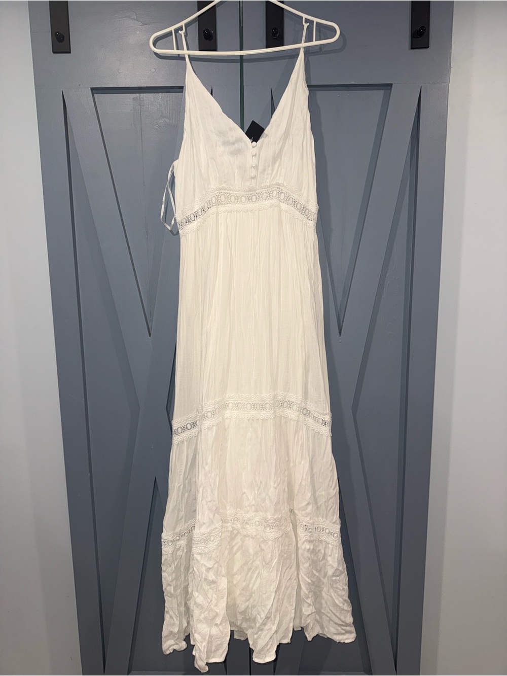 Lulu's White Lace-Trim Sleeveless Maxi Dress